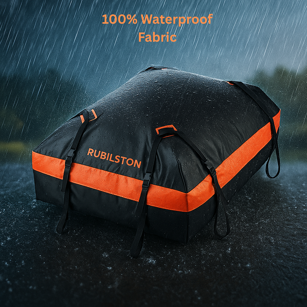 RUBILSTON  Large Capacity 840D Car Roof Bag, Luggage Carrier with Anti-Slip Mat, Waterproof Roof Box RUBILSTON
