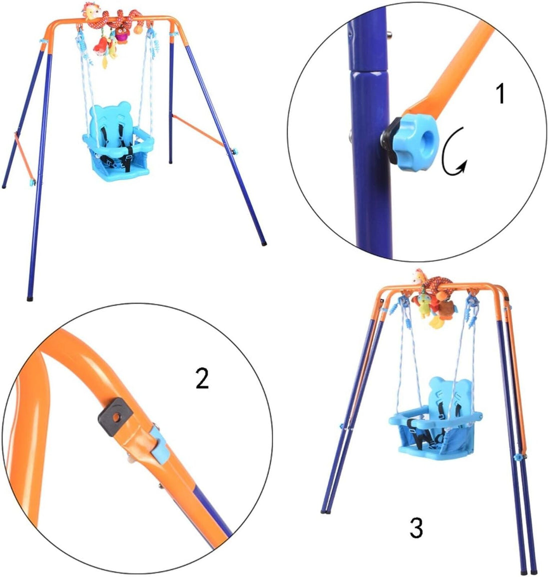 Folding Baby Swing, Toddler Swing Set Outdoor Indoor RUBILSTON