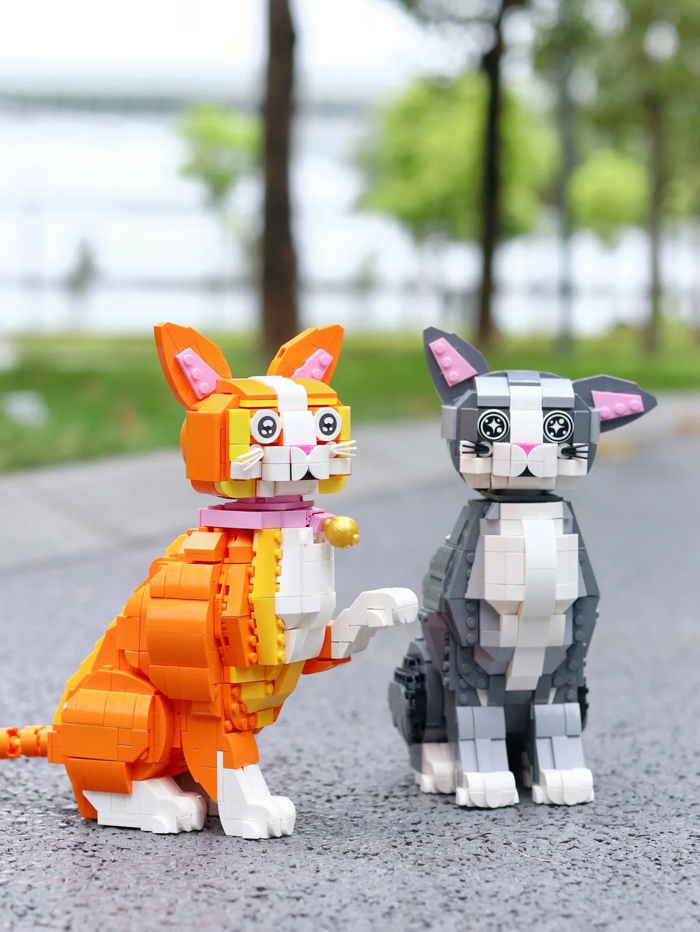 Orange and Black Lego Cat, Adorable Cat Kid Toys Tuxedo Cat KNEW BUILT Building Blocks Official Store