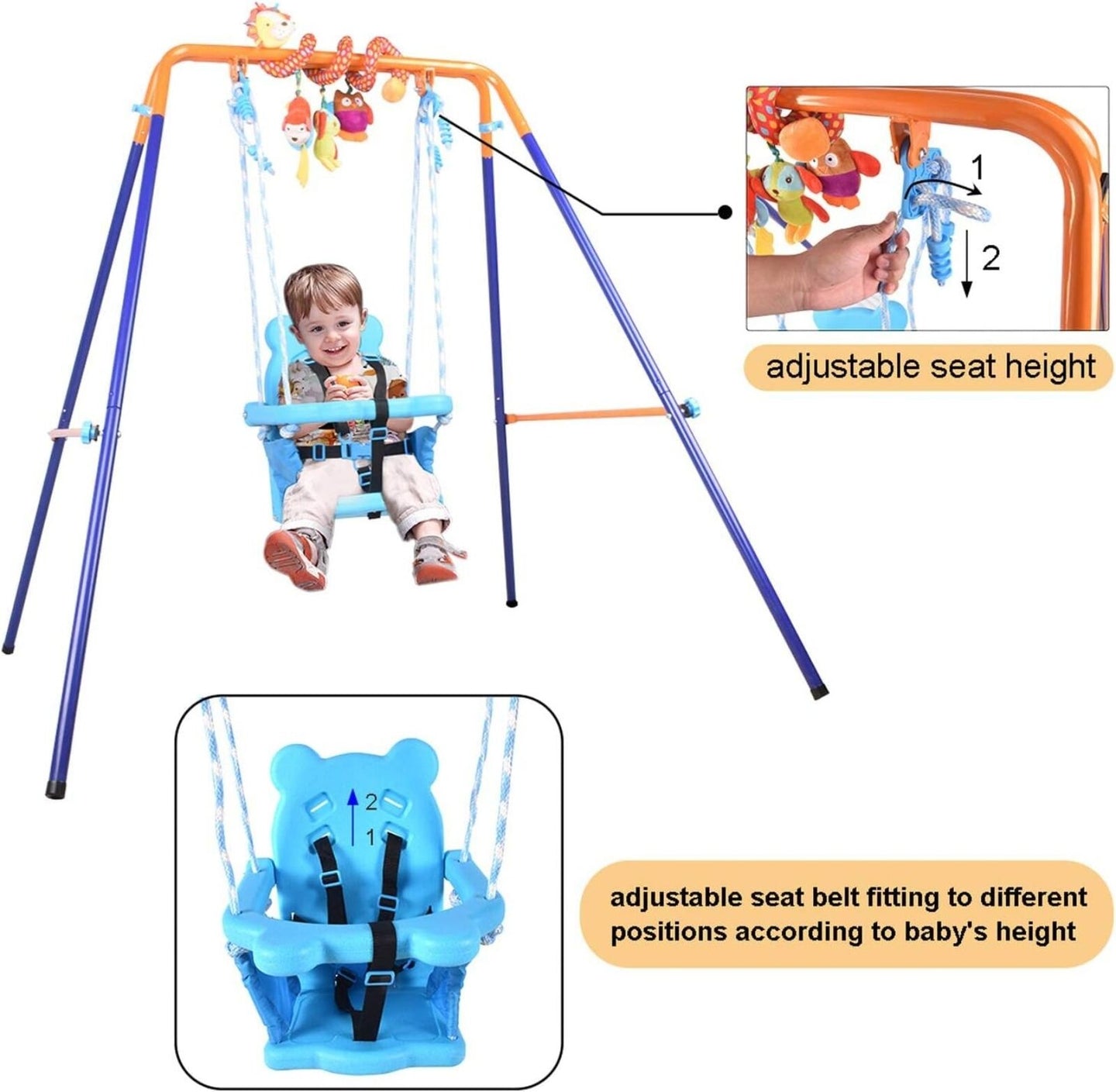 Folding Baby Swing, Toddler Swing Set Outdoor Indoor RUBILSTON