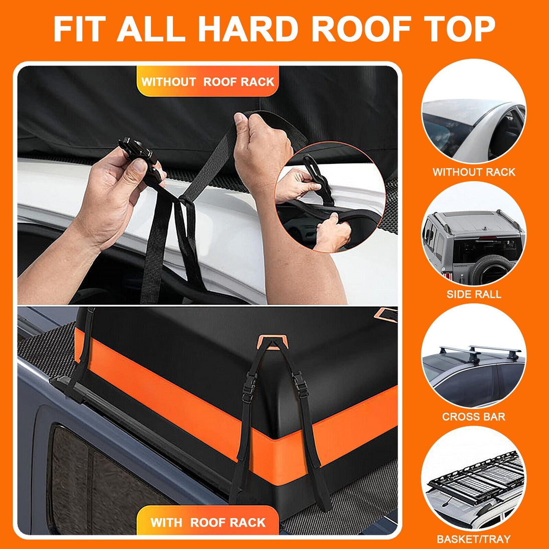 595L 21 Cubic Car Roof Bag, Luggage Carrier with Anti-Slip Mat, Waterproof Roof Box RUBILSTON