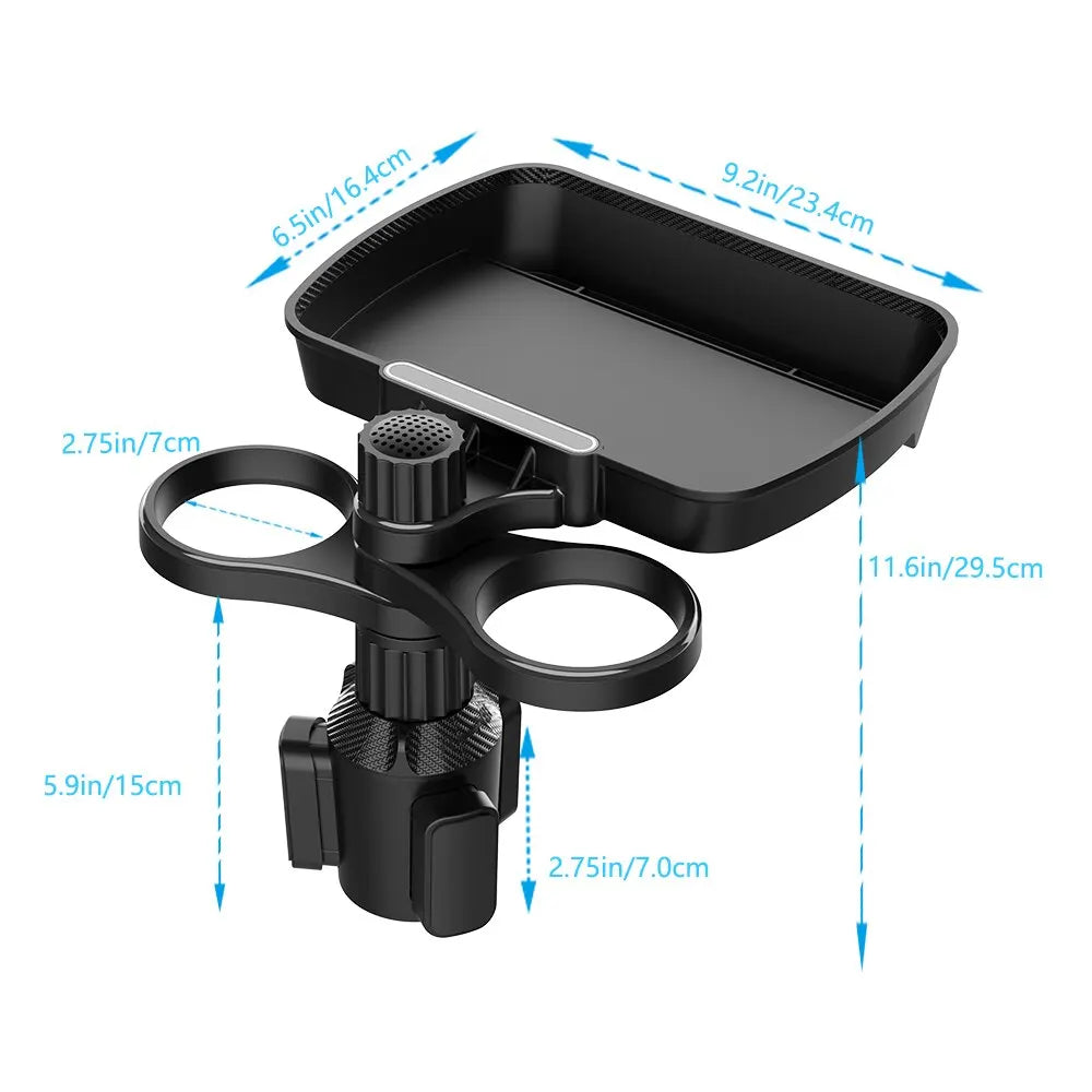 Adjustable 360° Rotating for Double Person, Car Cup Holder Extender Multifunction, Seat Cup Holder Cups RUBILSTON