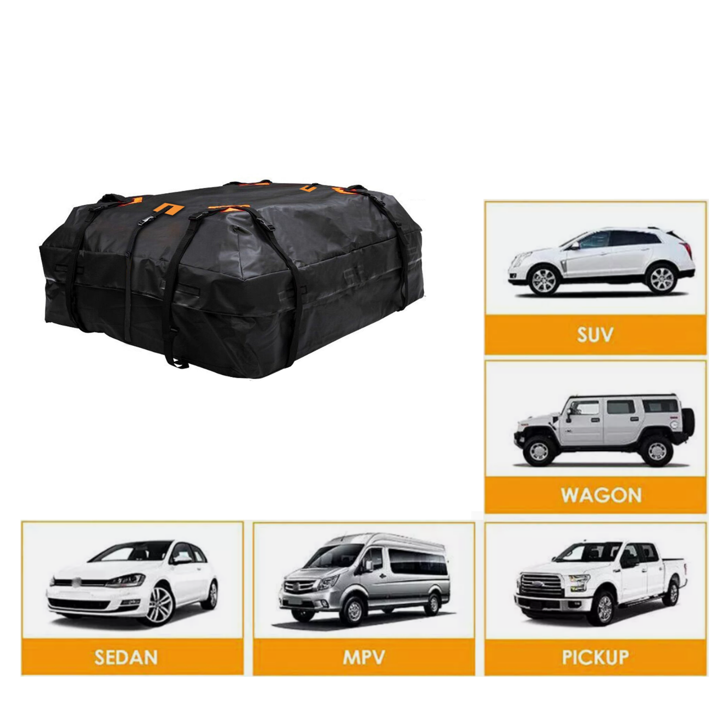 Oxford Cloth Large Capacity Car Roof Bag, Luggage Storage Bag, for Vehicles with Racks RUBILSTON