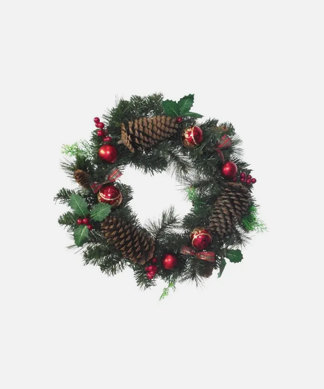 Christmas Wreaths, Xmas Decoration, Christmas Wreath berries cones 30 LED Light RUBILSTON