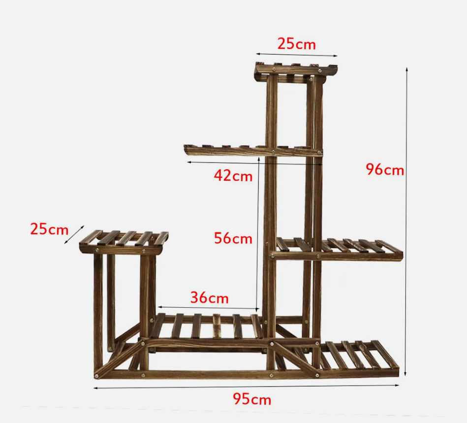 5 Tier Wooden Plant Stand Garden Flowerpot Shelf RUBILSTON