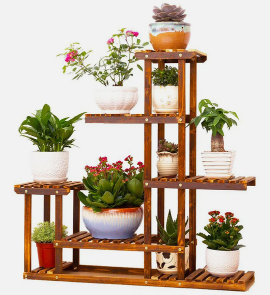 5 Tier Wooden Plant Stand Garden Flowerpot Shelf RUBILSTON