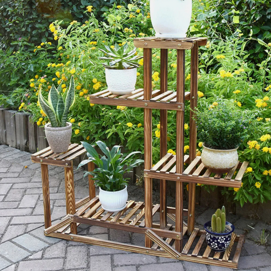 5 Tier Wooden Plant Stand Garden Flowerpot Shelf RUBILSTON