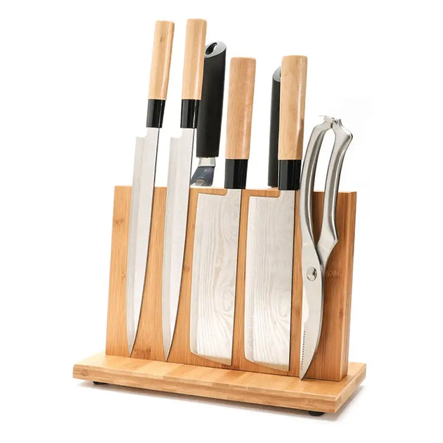 Magnetic double sided wooden knife holder - RUBILSTON