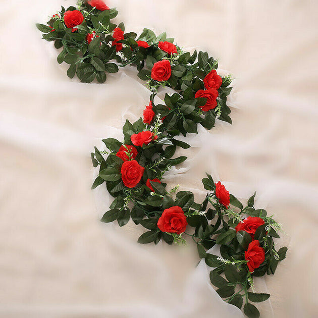 2.5m Artificial Flower Silk Rose Leaf Garland Vine Ivy RUBILSTON