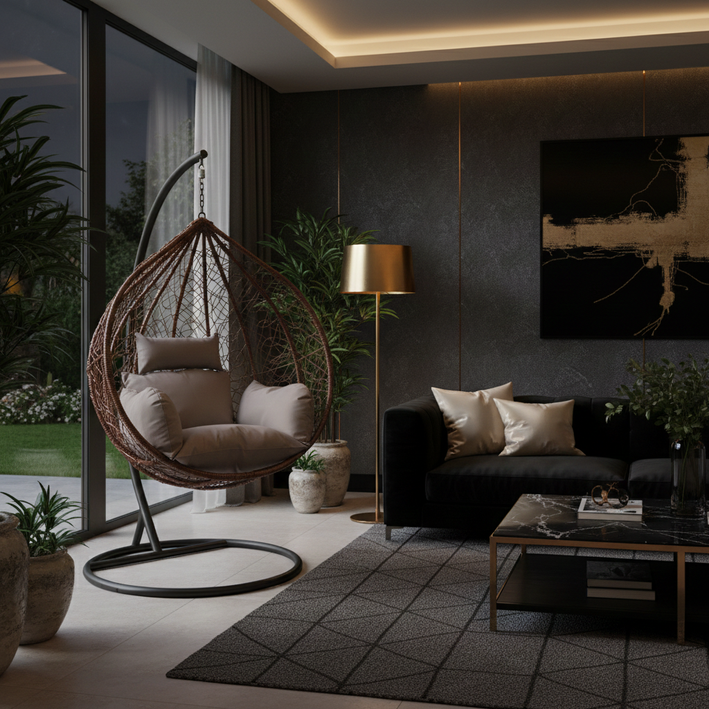 RUBILSTON Rattan Egg Chair, Hanging Swing Chair RUBILSTON