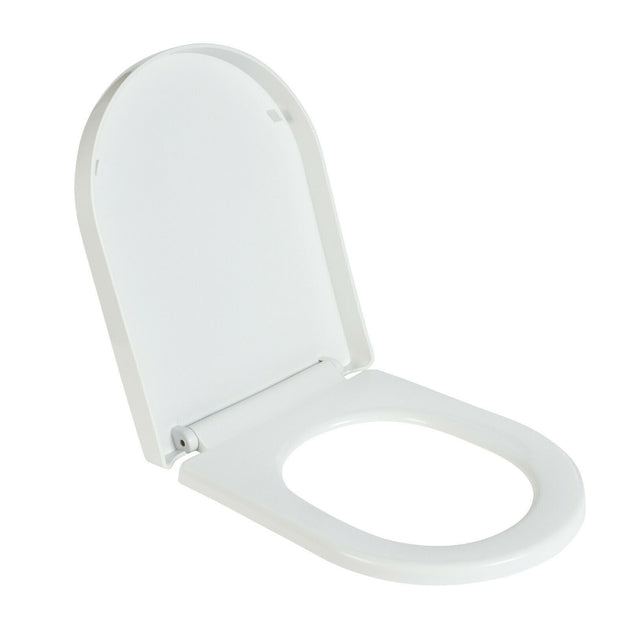 D Shape Heavy Duty Soft Close White Toilet Seat | With Top Fixing Hinges RUBILSTON