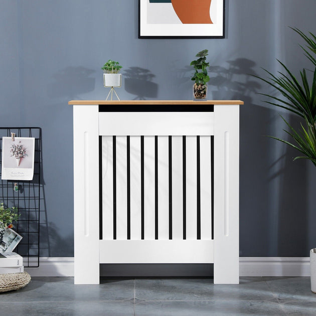 4 Size Options, White-Grey, Modern Radiator Covers, Heater cover RUBILSTON