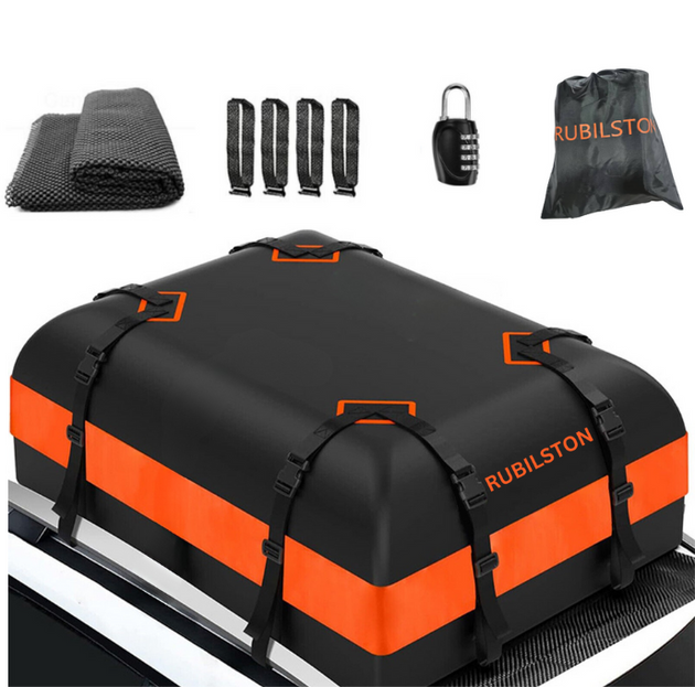 RUBILSTON  Large Capacity 840D Car Roof Bag, Luggage Carrier with Anti-Slip Mat, Waterproof Roof Box RUBILSTON
