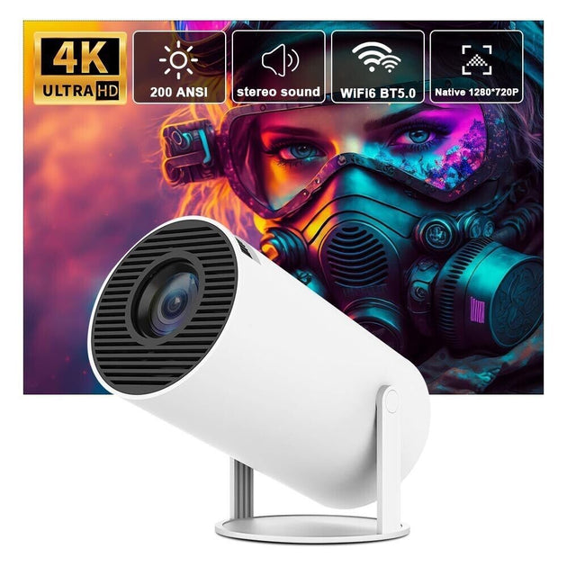 5G-4K Portable Projector Screen, Smart HD LED WiFi Bluetooth HDMI USB Android, Mini Projector RUBILSTON