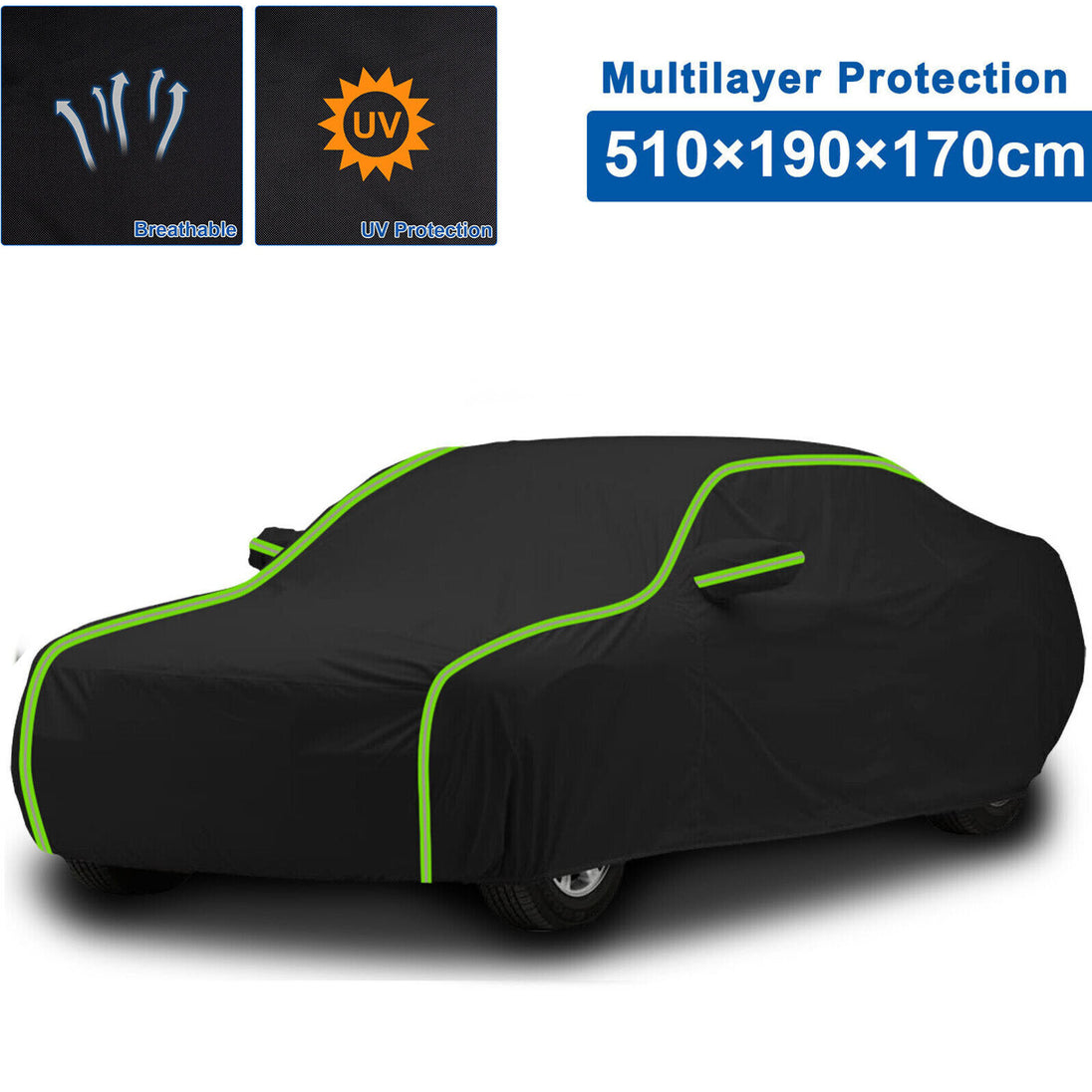 4 Size Options-100% Waterproof 6 Layer Car Covers Cotton UV Protection RUBILSTON