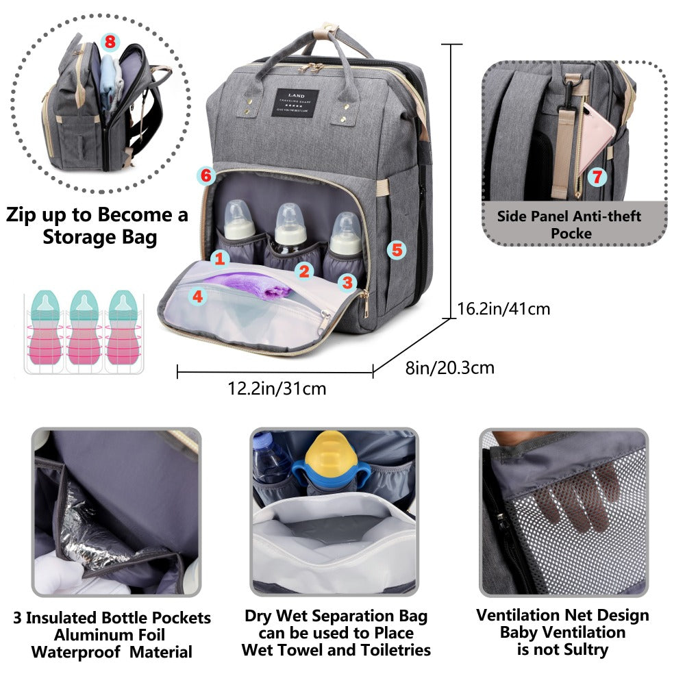 Portable Baby Bed, Large Capacity, Baby Changing Bag, Mommy Bag RUBILSTON