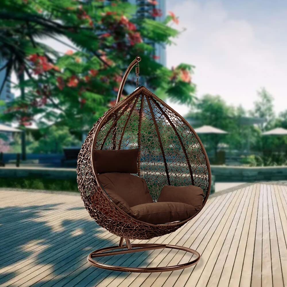 Hanging Egg Chair, Swing Chair, Indoor, Outdoor Egg Chair, With Cushion RUBILSTON