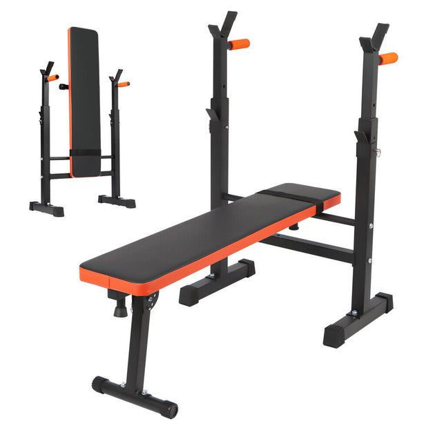 Adjustable Weight Bench with Dip Station Heavy Duty Foldable Lift Bench RUBILSTON