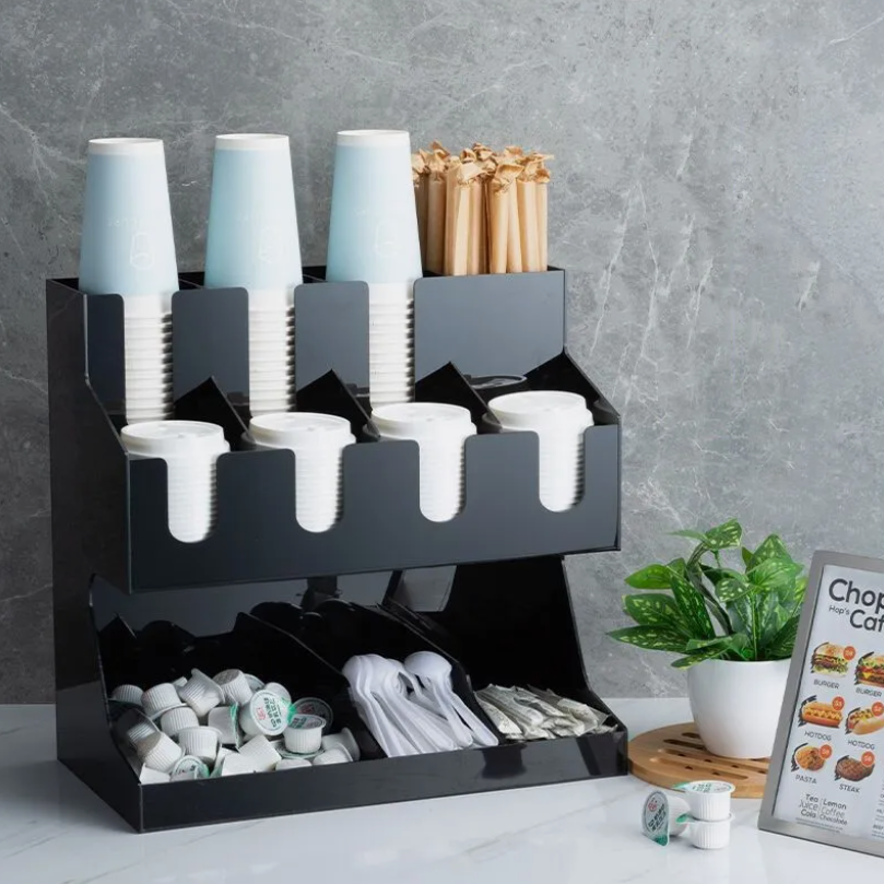 Coffee Shop Paper Cup & Lid Organizer Rack | Ideal for Tea Shops, Restaurants & Cafes RUBILSTON