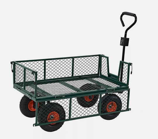 300KG Large Garden Tool Trolley Cart 4 Wheels Barrow Quad Trailer RUBILSTON