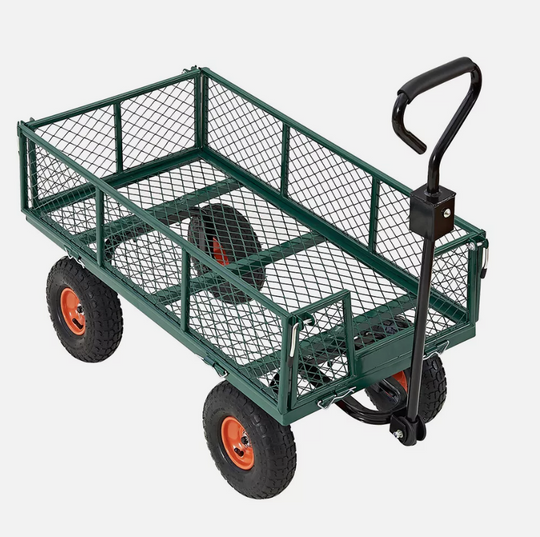 300KG Large Garden Tool Trolley Cart 4 Wheels Barrow Quad Trailer RUBILSTON