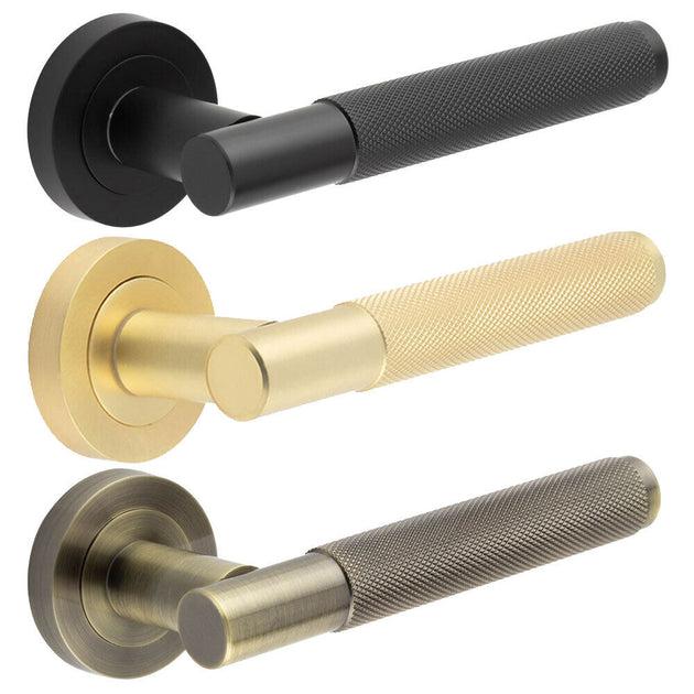 Premium Designer Door Handles Set, Internal Door Handle, Knurled Lever RUBILSTON