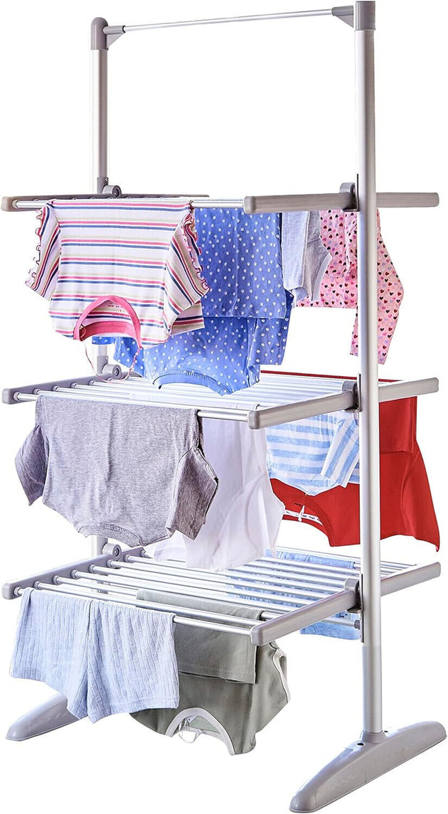 Foldable Electric 3-Tier Heated Clothes Airer | Portable Laundry Drying Rack RUBILSTON