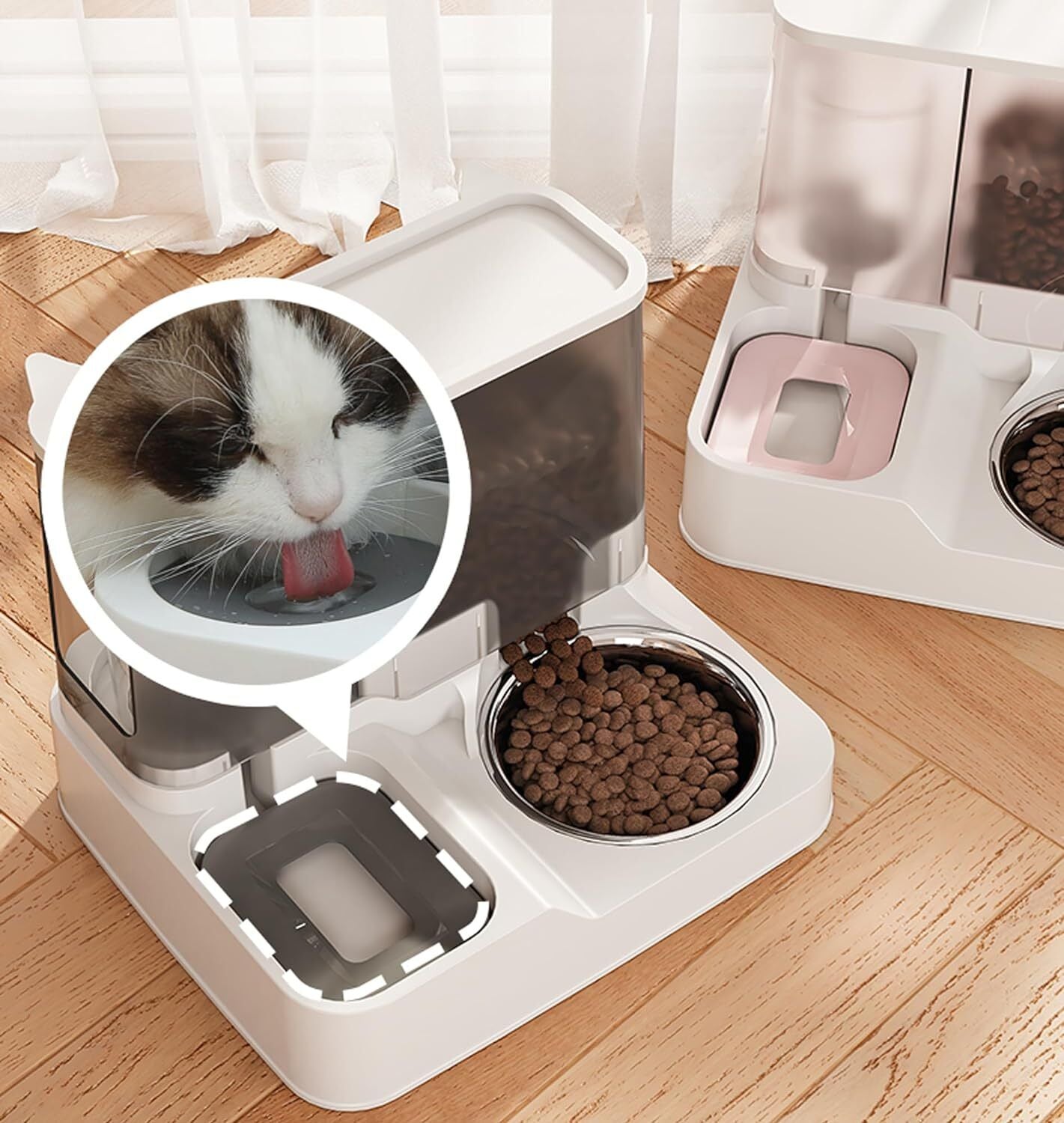 2 in1 Cat Food Water Dispenser, Automatic Dog Cat Feeder Ebay