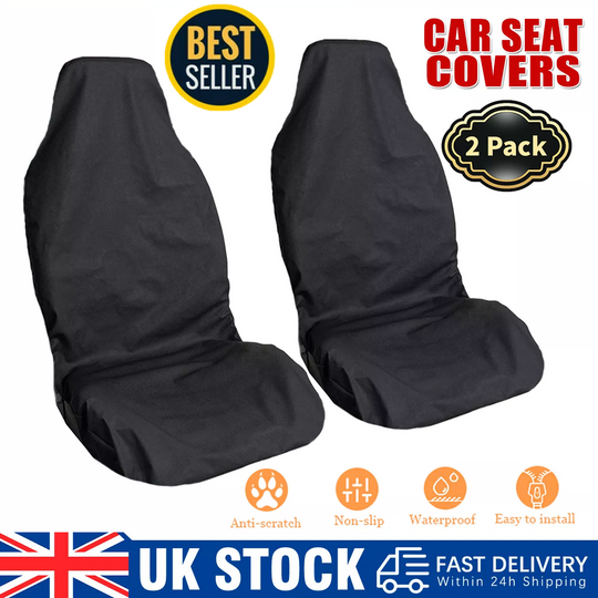 2Pcs Universal Front Car Seat Covers – Waterproof, Anti-Dust Protector – For Car & Van Rubilston