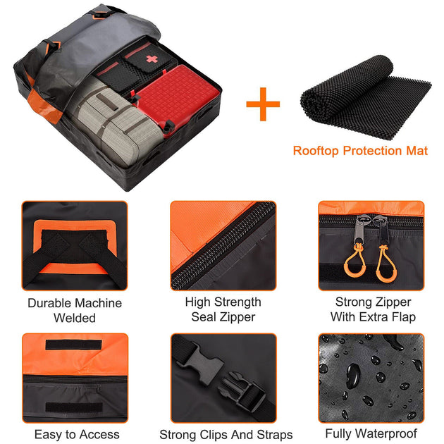 Rubilston Large Capacity Car Roof Bag 566L 840D Waterproof, Foldable Roof Bag RUBILSTON