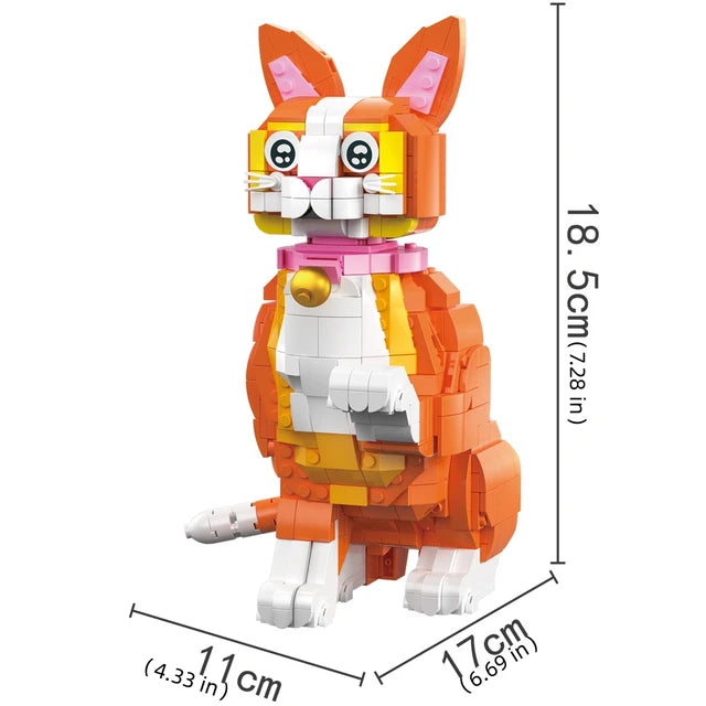 Orange and Black Lego Cat, Adorable Cat Kid Toys Tuxedo Cat KNEW BUILT Building Blocks Official Store