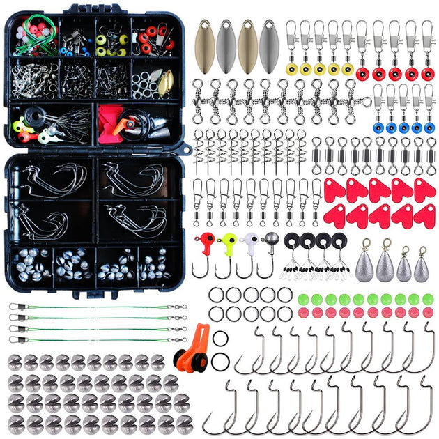 Ultimate 187-Piece Carp Fishing Tools Kit: Complete Set with Hooks, Sinker Weights, and Tackle Box RUBILSTON